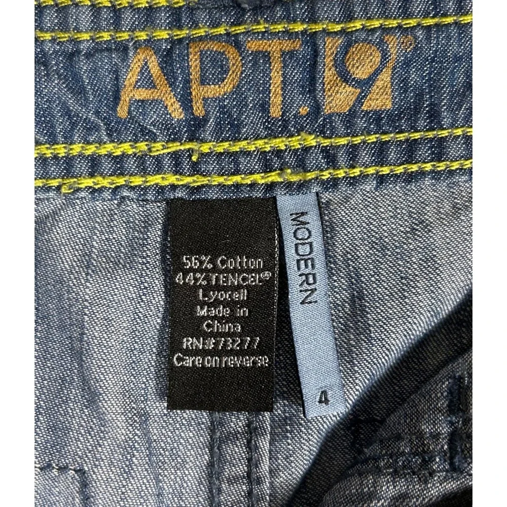 Apt. 9 Womens Modern Fit Blue Denim Shorts‎ Tencel Blend Cuffed Size 4